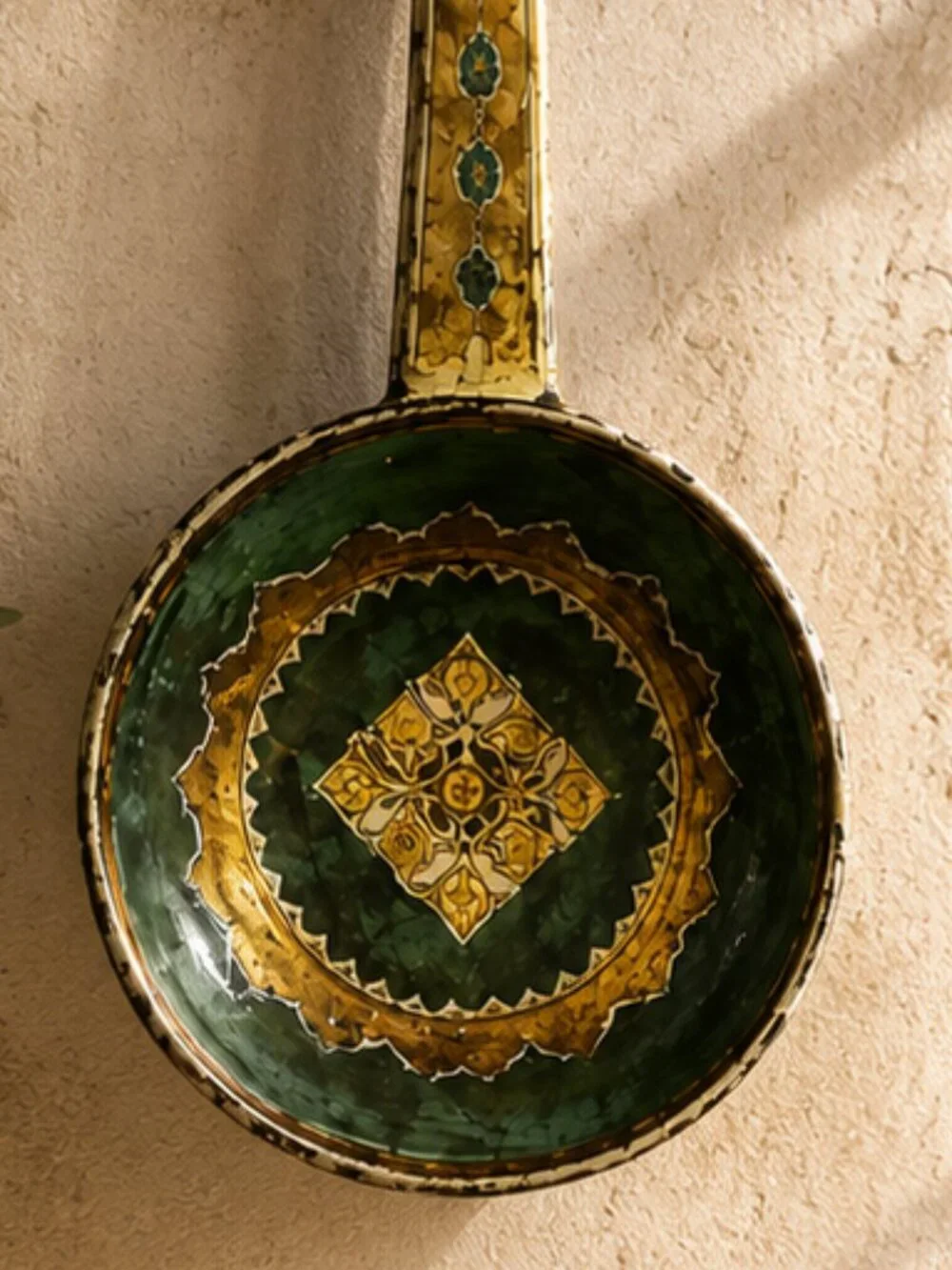 Vintage Italian Florentine Ornate Hand-Painted Wooden Carved Decorative Ladle